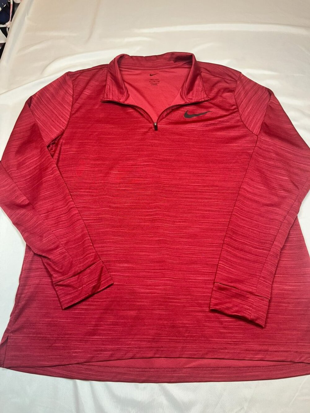 Nike Dri-FIT Men's Quarter Zip Red Space Dye Heathered Pullover - Size XL